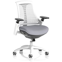 Flex Task White Frame White Back Operator Chair, Height Adjustable Arms, Quest Shell