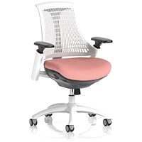 Flex Task White Frame White Back Operator Chair, Height Adjustable Arms, Quest Shrimp
