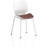 Florence White Frame Visitor Chair, Seat Rivet Forge