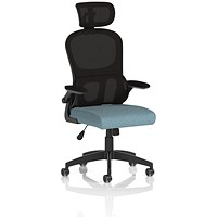 Iris Mesh Back Task Operator With Headrest, Folding Arms, Rivet Quench