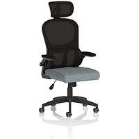Iris Mesh Back Task Operator With Headrest, Folding Arms, Rivet Tensile