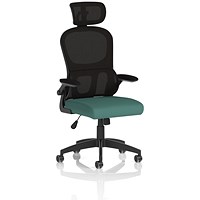 Iris Mesh Back Task Operator With Headrest, Folding Arms, Quest Kelp