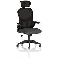 Iris Mesh Back Task Operator With Headrest, Folding Arms, Quest Mussel