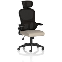 Iris Mesh Back Task Operator With Headrest, Folding Arms, Quest Salt