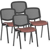 ISO Black Frame Mesh Back Stacking Chair, Rivet Forge, Pack of 4