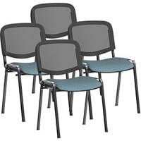 ISO Black Frame Mesh Back Stacking Chair, Rivet Quench, Pack of 4