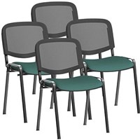 ISO Black Frame Mesh Back Stacking Chair, Quest Kelp, Pack of 4