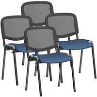 ISO Black Frame Mesh Back Stacking Chair, Quest Limpet, Pack of 4