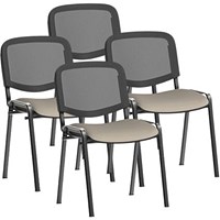 ISO Black Frame Mesh Back Stacking Chair, Quest Salt, Pack of 4