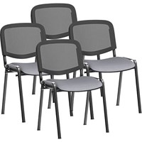 ISO Black Frame Mesh Back Stacking Chair, Quest Shell, Pack of 4