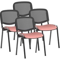 ISO Black Frame Mesh Back Stacking Chair, Quest Shrimp, Pack of 4