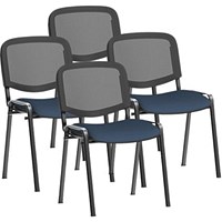 ISO Black Frame Mesh Back Stacking Chair, Quest Whelk, Pack of 4
