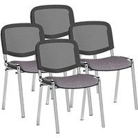 ISO Chrome Frame Mesh Back Stacking Chair, Rivet Fuse, Pack of 4