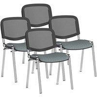 ISO Chrome Frame Mesh Back Stacking Chair, Rivet Tensile, Pack of 4