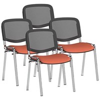 ISO Chrome Frame Mesh Back Stacking Chair, Quest Crab, Pack of 4
