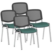 ISO Chrome Frame Mesh Back Stacking Chair, Quest Kelp, Pack of 4