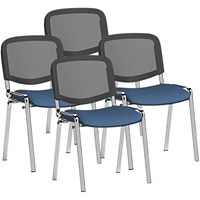 ISO Chrome Frame Mesh Back Stacking Chair, Quest Limpet, Pack of 4