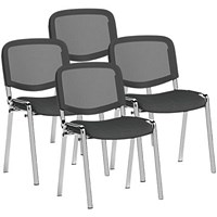 ISO Chrome Frame Mesh Back Stacking Chair, Quest Mussel, Pack of 4