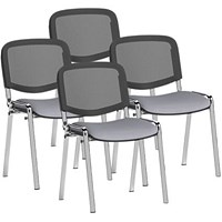 ISO Chrome Frame Mesh Back Stacking Chair, Quest Shell, Pack of 4