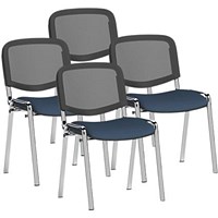 ISO Chrome Frame Mesh Back Stacking Chair, Quest Whelk, Pack of 4