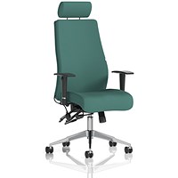 Onyx Ergo Posture Chair With Headrest, Height Adjustable Arms, Quest Kelp