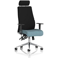 Onyx Ergo Black Back Posture Chair With Headrest, Height Adjustable Arms, Rivet Quench