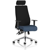 Onyx Ergo Black Back Posture Chair With Headrest, Height Adjustable Arms, Quest Whelk