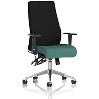 Onyx Ergo Black Back Posture Chair, Height Adjustable Arms, Quest Kelp
