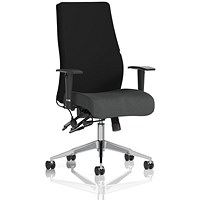 Onyx Ergo Black Back Posture Chair, Height Adjustable Arms, Quest Mussel