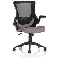 Orbit Black Mesh Back Chair, Folding Arms, Rivet Fuse