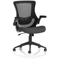 Orbit Black Mesh Back Chair, Folding Arms, Quest Mussel