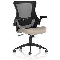 Orbit Black Mesh Back Chair, Folding Arms, Quest Salt