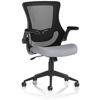 Orbit Black Mesh Back Chair, Folding Arms, Quest Shell