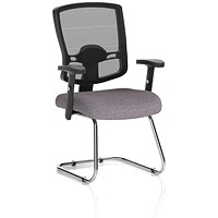 Portland Cantilever Mesh Back Visitor Chair, Height Adjustable Arms, Rivet Fuse