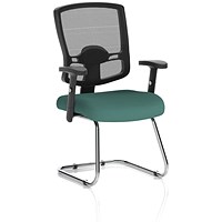 Portland Cantilever Mesh Back Visitor Chair, Height Adjustable Arms, Quest Kelp