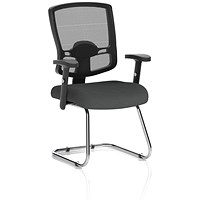 Portland Cantilever Mesh Back Visitor Chair, Height Adjustable Arms, Quest Mussel