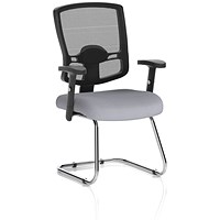 Portland Cantilever Mesh Back Visitor Chair, Height Adjustable Arms, Quest Shell