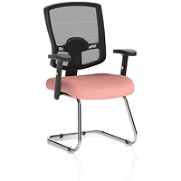 Portland Cantilever Mesh Back Visitor Chair, Height Adjustable Arms, Quest Shrimp