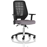 Relay Black Mesh Back Task Operator Chair, Height Adjustable Arms, Rivet Fuse