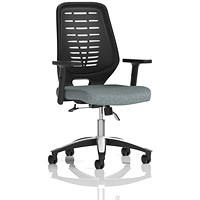 Relay Black Mesh Back Task Operator Chair, Height Adjustable Arms, Rivet Tensile
