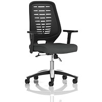 Relay Black Mesh Back Task Operator Chair, Height Adjustable Arms, Quest Mussel