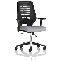 Relay Black Mesh Back Task Operator Chair, Height Adjustable Arms, Quest Shell