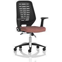 Relay Black Mesh Back Task Operator Chair, Folding Arms, Rivet Forge