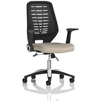Relay Black Mesh Back Task Operator Chair, Folding Arms, Quest Salt