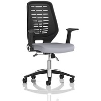 Relay Black Mesh Back Task Operator Chair, Folding Arms, Quest Shell