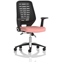 Relay Black Mesh Back Task Operator Chair, Folding Arms, Quest Shrimp