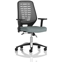 Relay Silver Mesh Back Task Operator Chair, Height Adjustable Arms, Rivet Tensile