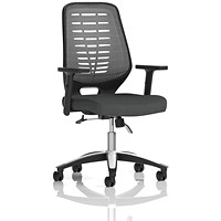 Relay Silver Mesh Back Task Operator Chair, Height Adjustable Arms, Quest Mussel