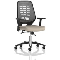 Relay Silver Mesh Back Task Operator Chair, Height Adjustable Arms, Quest Salt