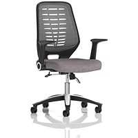 Relay Silver Mesh Back Task Operator Chair, Folding Arms, Rivet Fuse